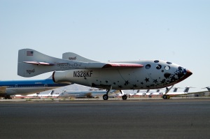 Le SpaceShipOne photographié en 2004 après son atterrissage. Photo : D. Ramey Logan