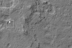 Mars Reconnaissance Orbiter a notamment permis de capturer l'atterrissage de la sonde Curiosity sur Mars, le 6 août 2012. Crédits : NASA/JPL-Caltech/Univ. of Arizona