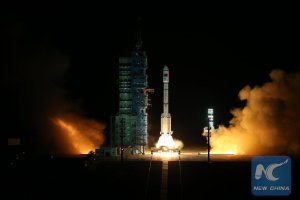 Décollage de la fusée Longue Marche avec Tiangong-2 à son bord, ce 15 septembre. Crédit : Xinhua news
